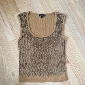 NWOT: J Crew Bronze Vintage Rib Sequin Tank Top, size Small